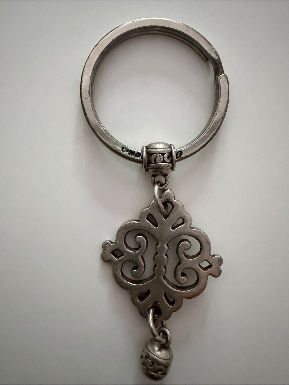 Brighton Vintage Silver Tone Butterfly Scrollwork Keychain Key Ring Taiwan